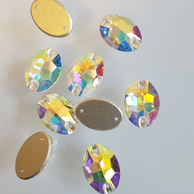 Sewing stone cut AB oval 13x18mm 3210