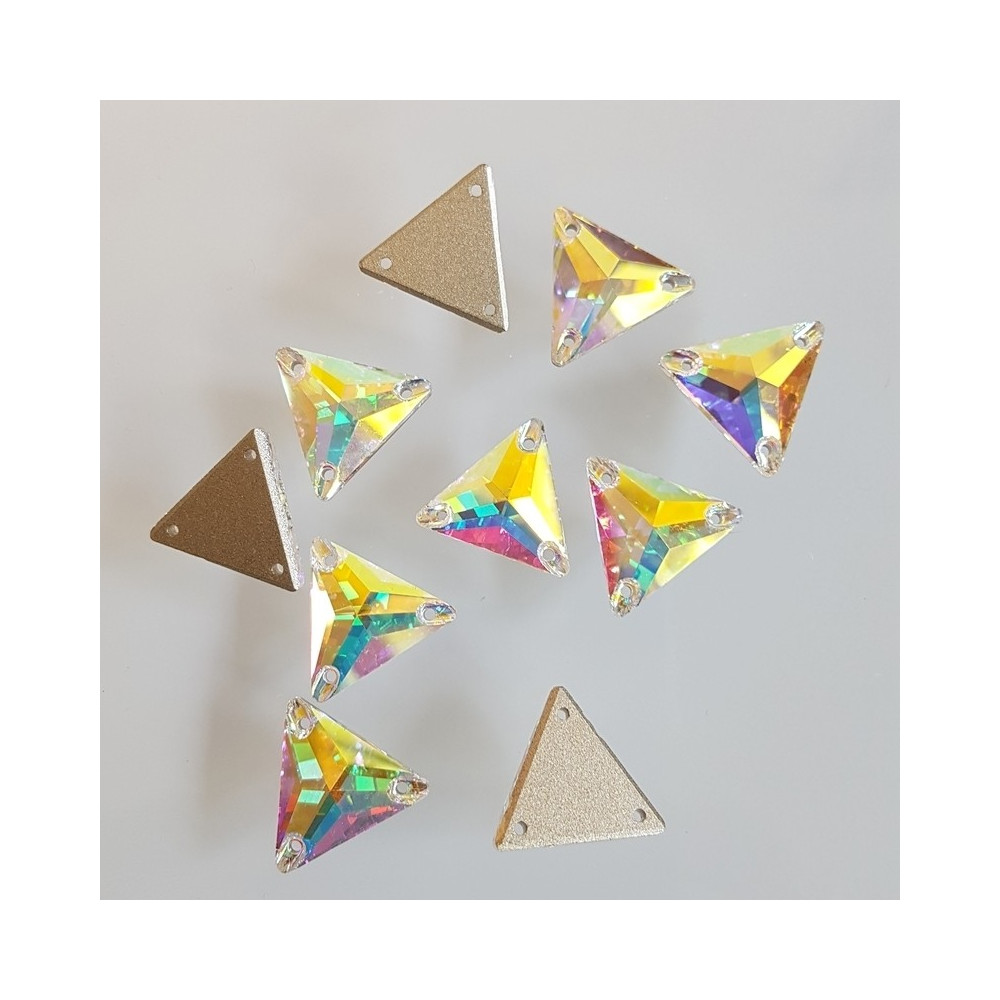 kámen našívací broušený 16mm crystal AB trojúhelník