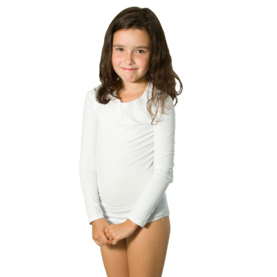 Children's body with long sleeves and round neckline