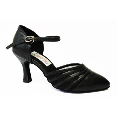 Women's standard dance shoes HDS DST004 black ECO leather heel F6,5