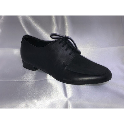 Pánské boty na standard Bábor mod.S8 černá kůže/černý semiš podpatek 2 cm
