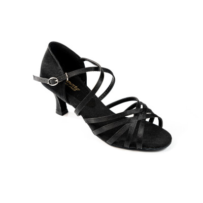 Women's Latin dance shoes HDS DLA007 black satin heel F5