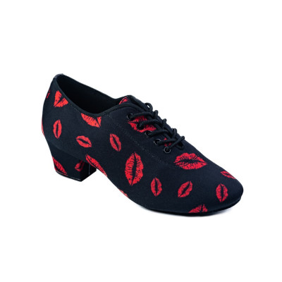 Tréninkové taneční boty HDS T4  Red Lip látkové podpatek 3,5cm