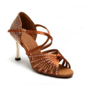 Women's Latin dance shoes HDS DLA013 satin with rhinestones heel F7,5