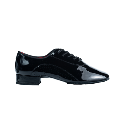 Pánské taneční boty na standard HDS PST002 černý lak perforované podpatek 2cm