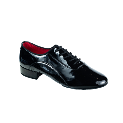 Men's dance shoes for standard HDS PST002 black patent perforated heel 1,5cm