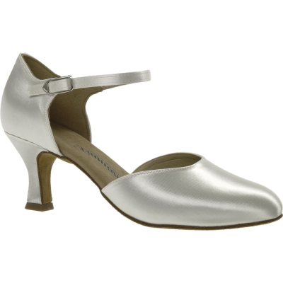 Dámské boty na standard Diamant mod.051 bílý satén podpatek F6 cm