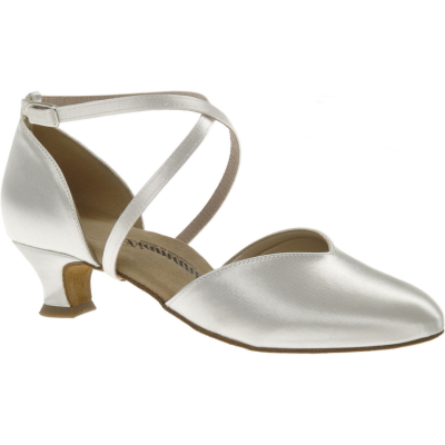 Dámské boty na standard Diamant mod.107 bílý satén podpatek S4,2 cm