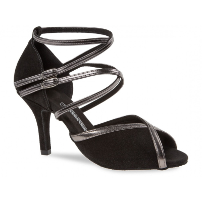 Dámské boty na latinu  Diamant mod.178 černý velur/bronz. kůže S7,5 cm