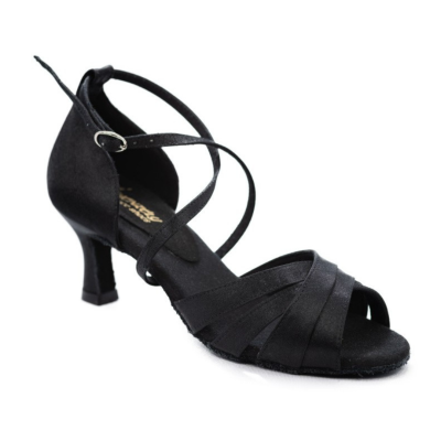 Women's Latin dance shoes HDS DLA008 black satin heel F5