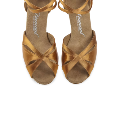 Dámské boty na latinu Diamant mod.141 tělový dark tan satén F5 cm