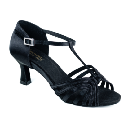 Women's HDS DLA017 dance shoes black satin heel F5cm