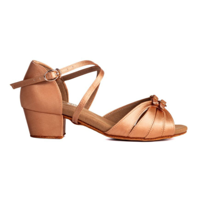 Dětské taneční boty HDS DLA016 tělový satén podpatek kostka 3,5 cm