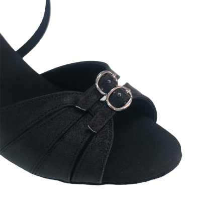 Dámské taneční boty na latinu HDS DLA016 černý satén podpatek 6,5