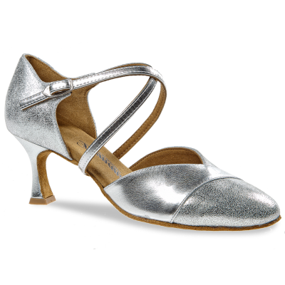 Dámské boty na standard Diamant mod.161 stříbrná kůže podpatek F5 cm