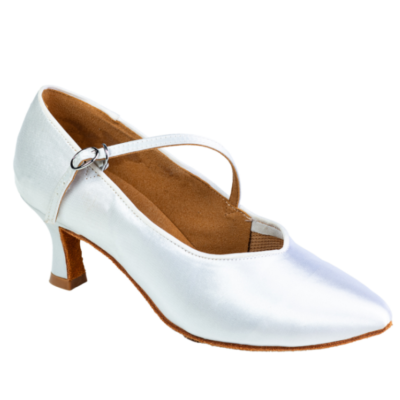 Women's standard dance shoes HDS DST001 white satin heel F6,5cm
