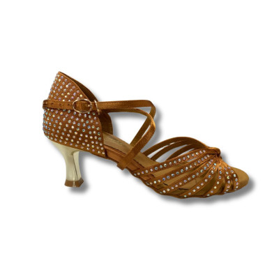 Dámské taneční boty na latinu HDS DLA013 tělový satén podpatek F5cm