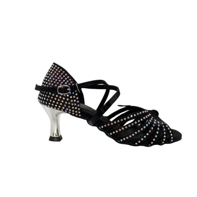 Dámské taneční boty na latinu HDS DLA013 černý satén F5cm