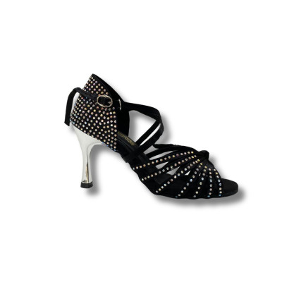 Dámské taneční boty na latinu HDS DLA013 černý satén F7,5cm