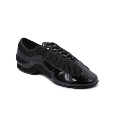 Jazz dance shoes HDS black lacquer/black fabric heel 1cm