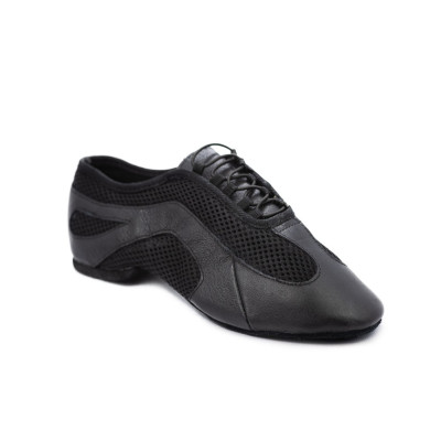 Jazzové taneční boty HDS černá kůže/ černá látka podpatek 1cm